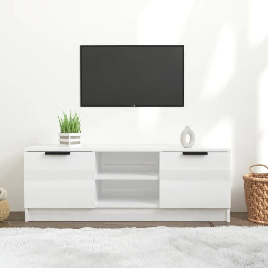VidaXL Tv-meubel 102x35x36 5 cm bewerkt hout hoogglans wit