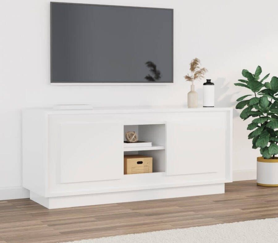 VidaXL Tv-meubel 102x35x45 cm bewerkt hout hoogglans wit