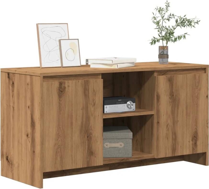 VidaXL Tv-meubel 102x37 5x52 5 cm bewerkt hout artisanaal eikenkleur