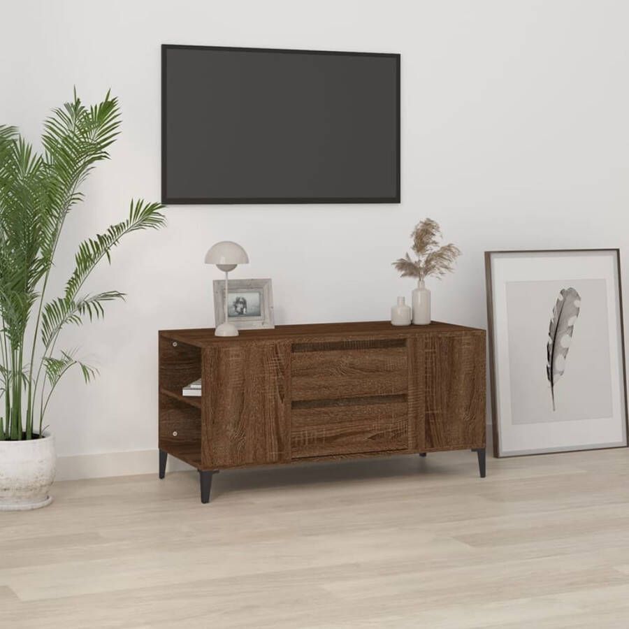 VidaXL Tv-meubel 102x44 5x50 cm bewerkt hout bruineikenkleurig