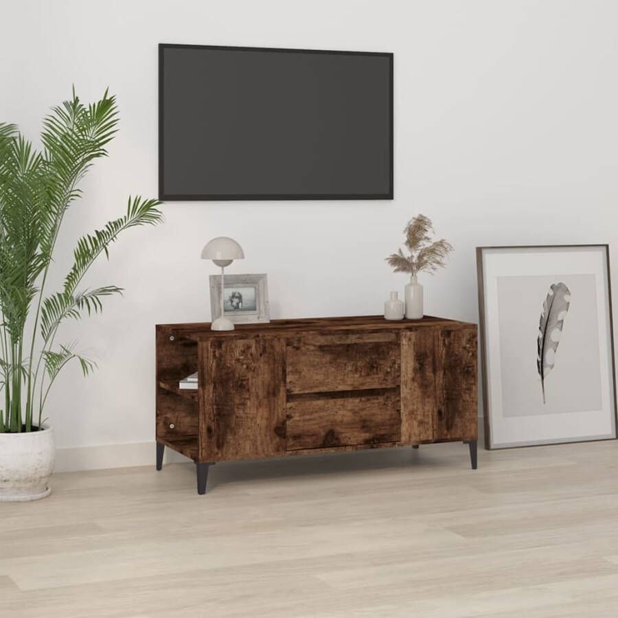 VidaXL Tv-meubel 102x44 5x50 cm bewerkt hout gerookt eikenkleurig