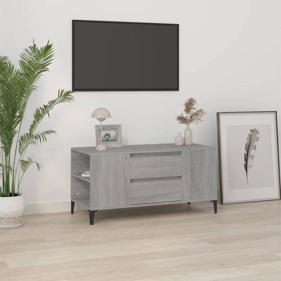 VidaXL Tv-meubel 102x44 5x50 cm bewerkt hout grijs sonoma eikenkleurig