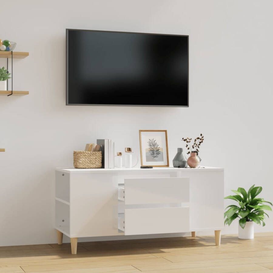 VidaXL Tv-meubel 102x44 5x50 cm bewerkt hout hoogglans wit