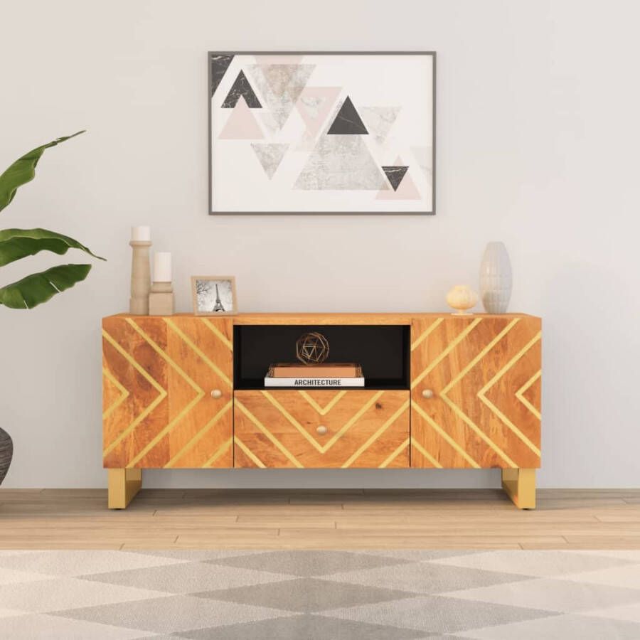 VidaXL Tv-meubel 105x33 5x46 cm massief mangohout bruin en zwart