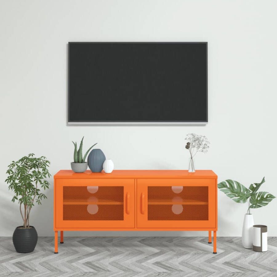 VidaXL Tv-meubel 105x35x50 cm staal oranje