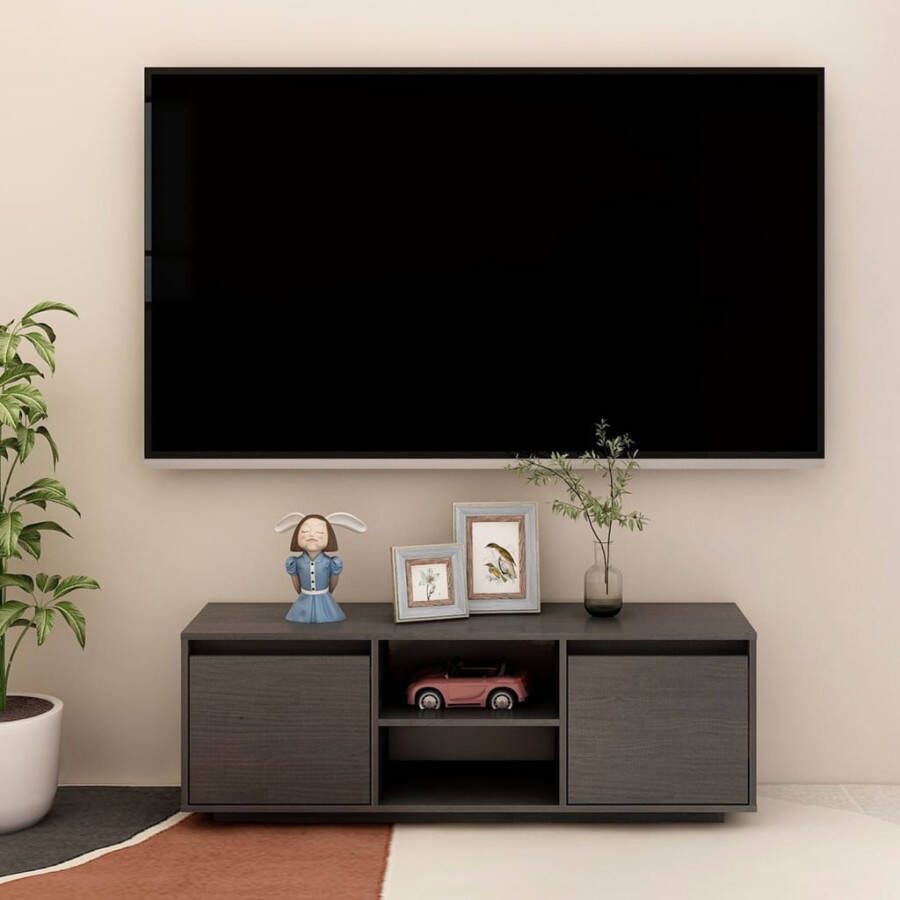 VidaXL Tv-meubel 110x30x40 cm massief grenenhout grijs