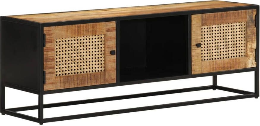 VidaXL Tv-meubel 110x30x40 cm massief ruw mangohout en ijzer