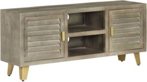 VidaXL Tv meubel 110x30x48 cm massief mangohout met messing grijs