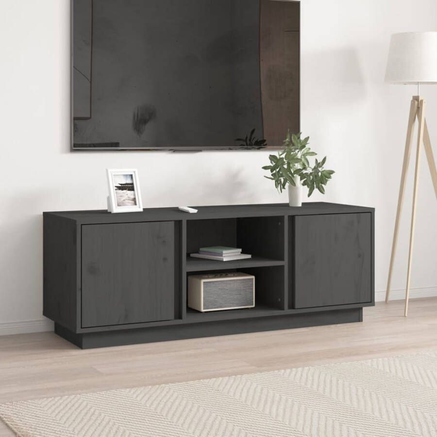 VidaXL Tv-meubel 110x35x40 5 cm massief grenenhout grijs