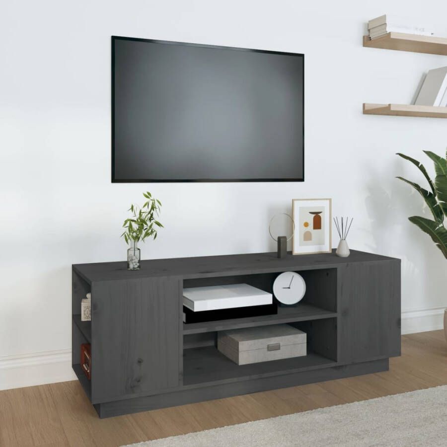 VidaXL Tv-meubel 110x35x40 5 cm massief grenenhout grijs