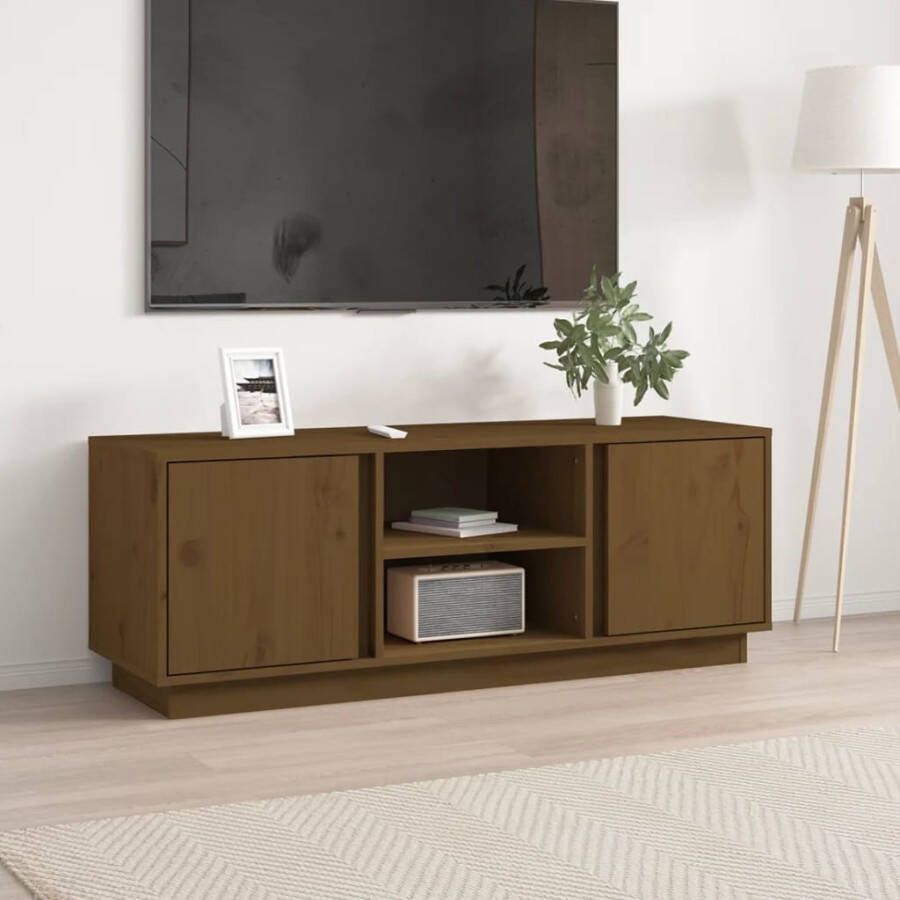 VidaXL Tv-meubel 110x35x40 5 cm massief grenenhout honingbruin