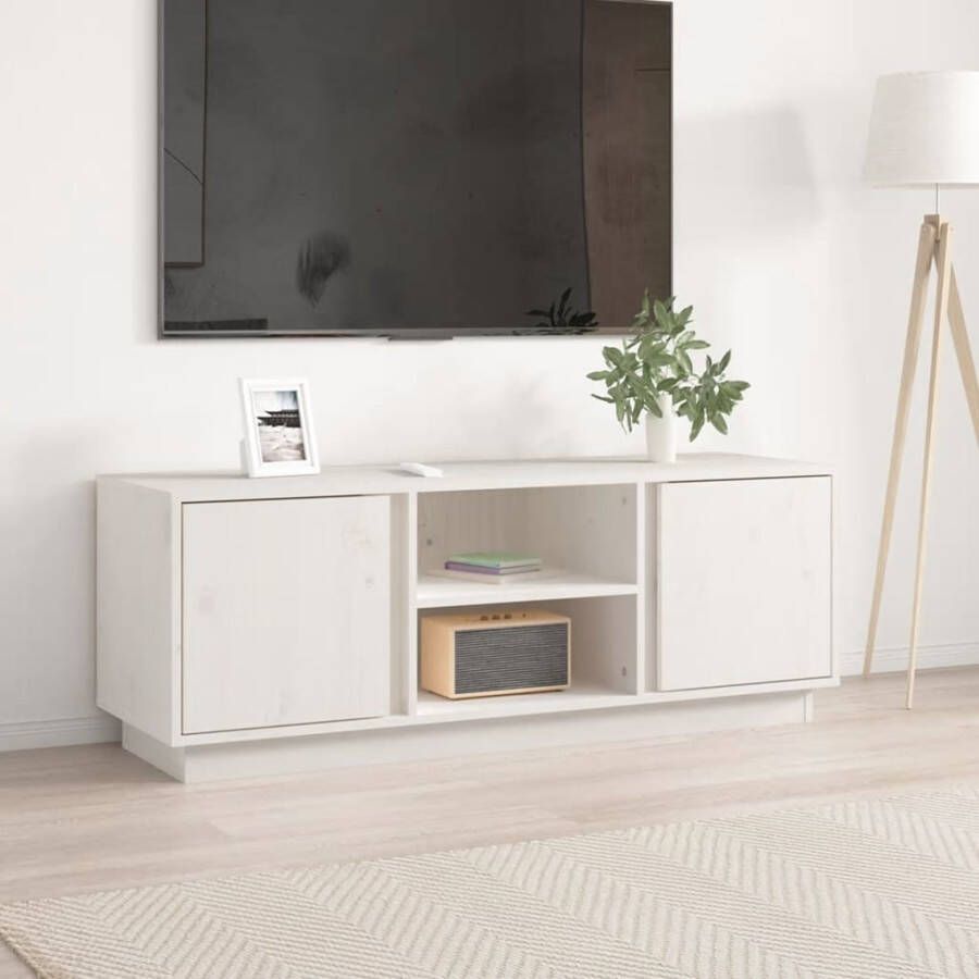 VidaXL Tv-meubel 110x35x40 5 cm massief grenenhout wit