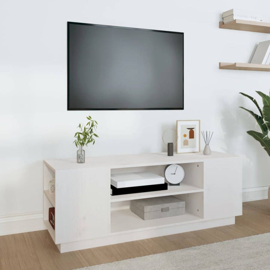 VidaXL Tv-meubel 110x35x40 5 cm massief grenenhout wit
