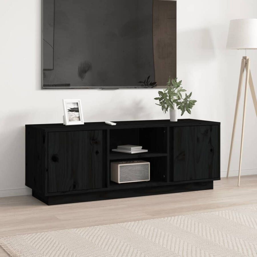 VidaXL Tv-meubel 110x35x40 5 cm massief grenenhout zwart