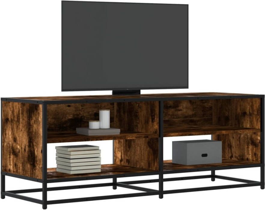 VidaXL Tv-meubel 120 5x40x46 cm bewerkt hout metaal gerookt eikenkleur