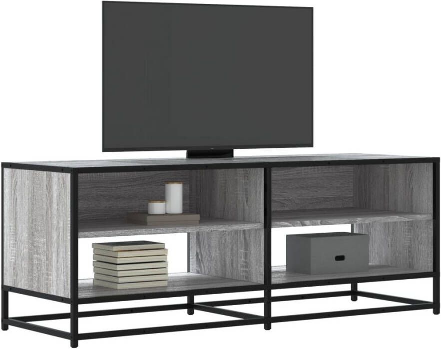 VidaXL Tv-meubel 120 5x40x46 cm bewerkt hout metaal grijs sonoma eiken