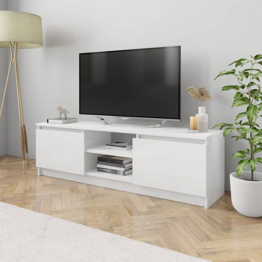 VidaXL Tv-meubel 120x30x35 5 cm bewerkt hout hoogglans wit