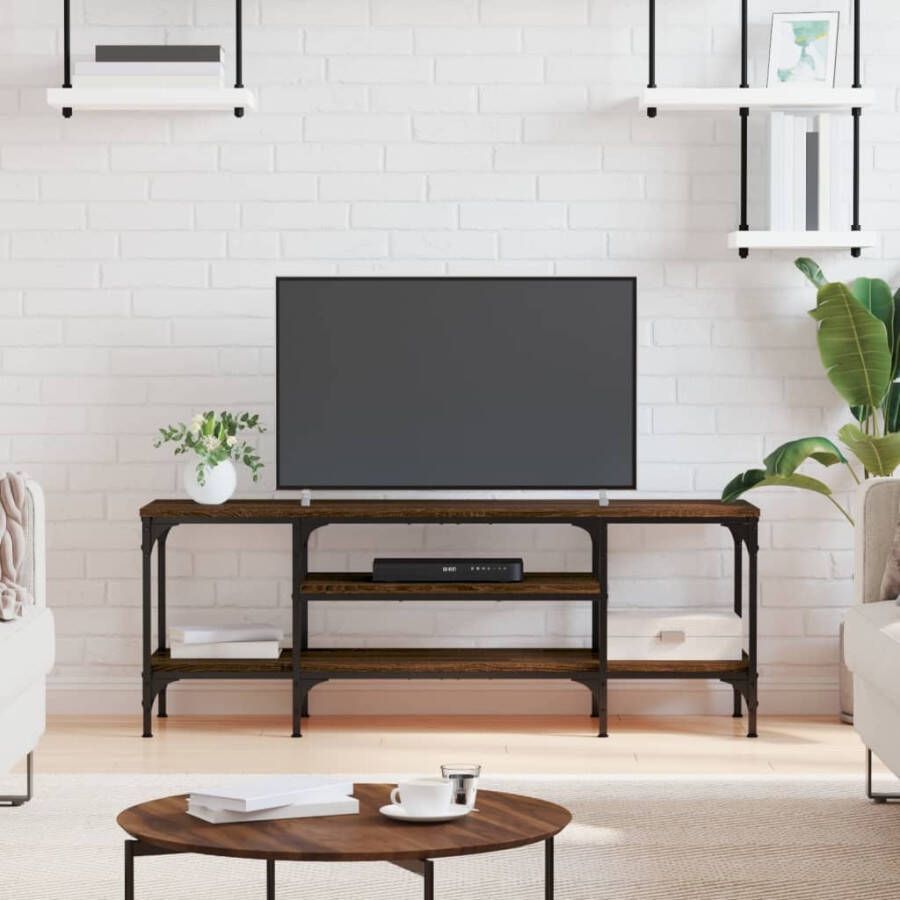 VidaXL Tv-meubel 121x35x45 cm bewerkt hout en ijzer bruin eikenkleur