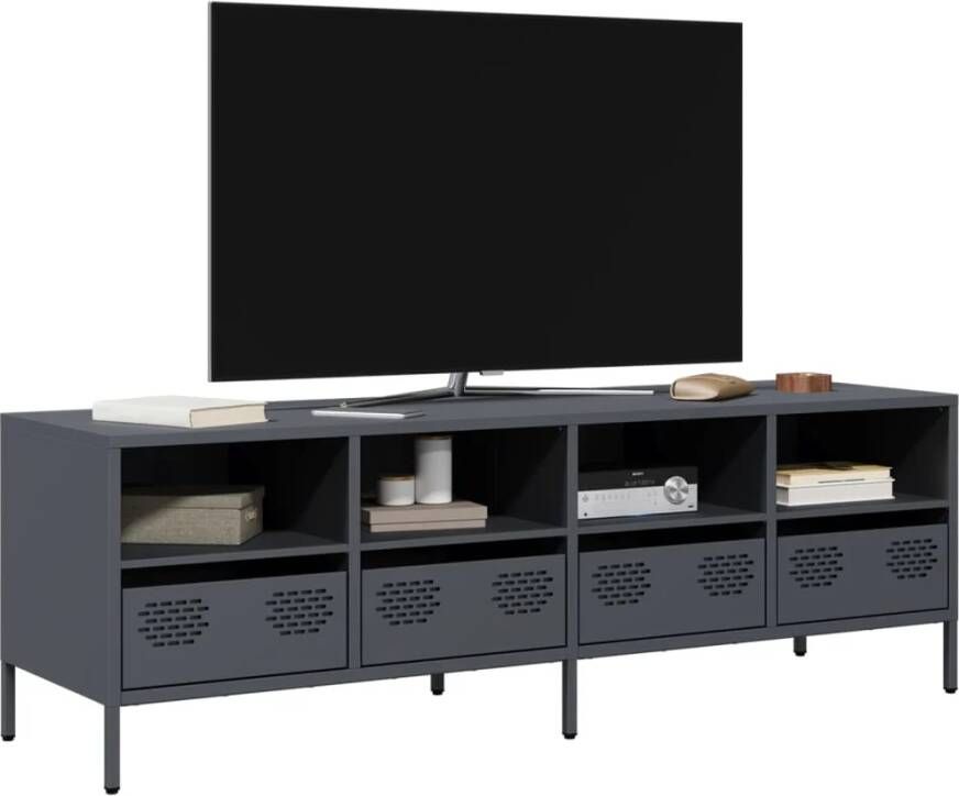 vidaXL Tv-meubel 135x39x43 5 cm koudgewalst staal antracietkleurig