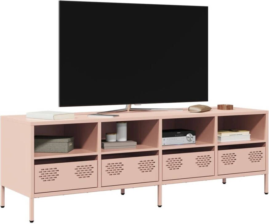 VidaXL Tv-meubel 135x39x43 5 cm koudgewalst staal roze