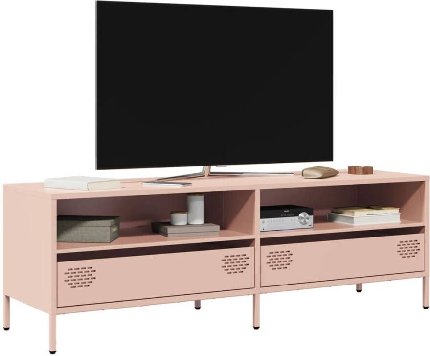 VidaXL Tv-meubel 135x39x43 5 cm koudgewalst staal roze