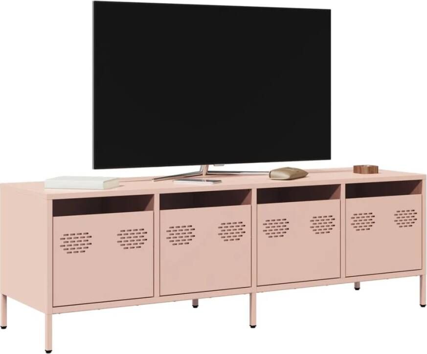 VidaXL Tv-meubel 135x39x43 5 cm koudgewalst staal roze