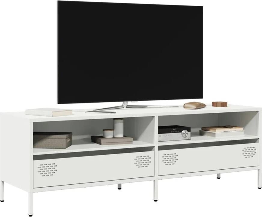 VidaXL Tv-meubel 135x39x43 5 cm koudgewalst staal wit