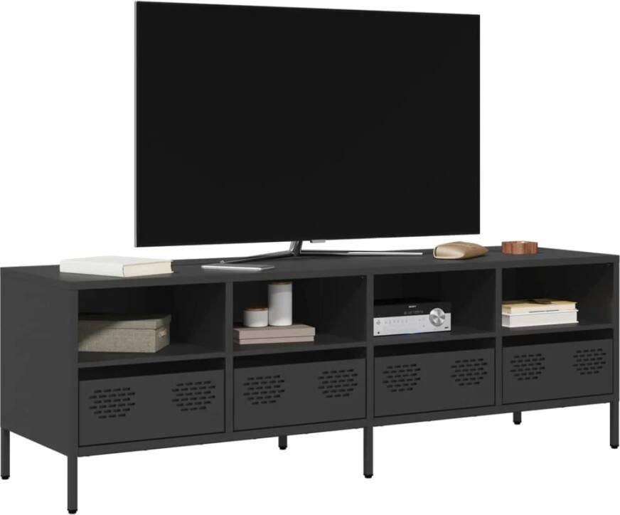 vidaXL Tv-meubel 135x39x43 5 cm koudgewalst staal zwart