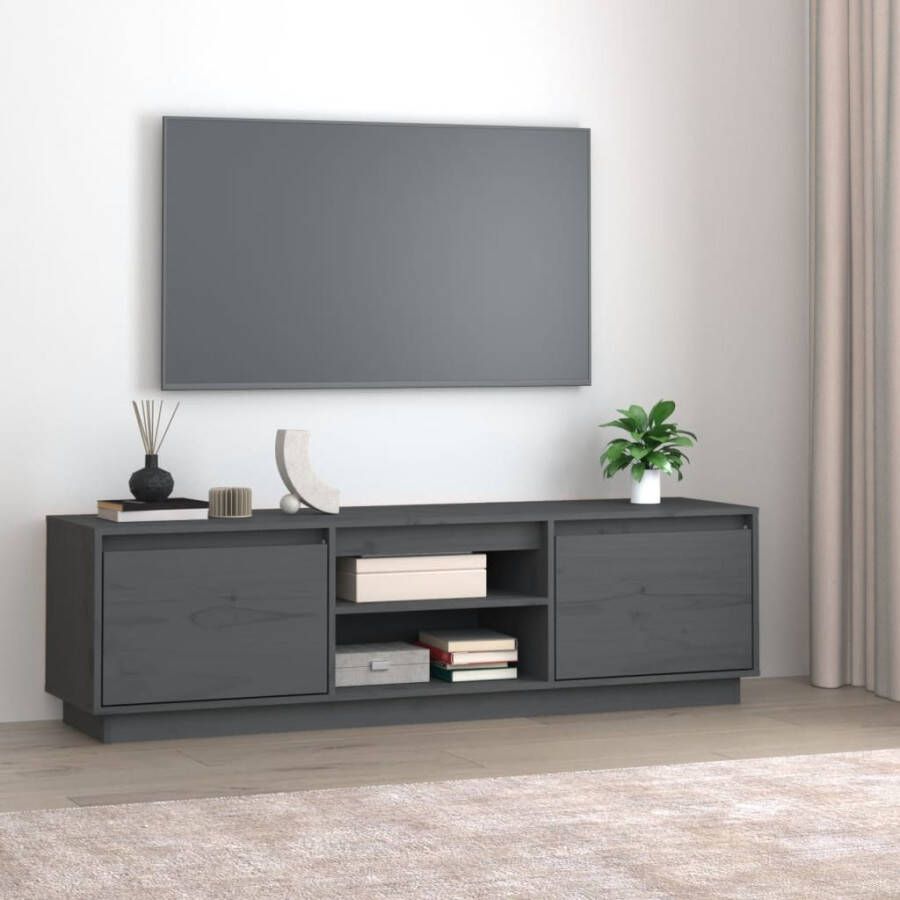 VidaXL Tv-meubel 140x35x40 cm massief grenenhout grijs