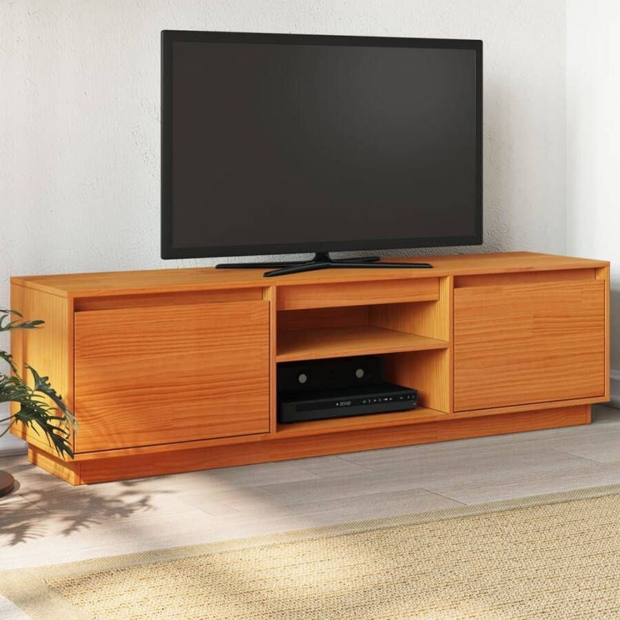 VidaXL Tv-meubel 140x35x40 cm massief grenenhout wasbruin