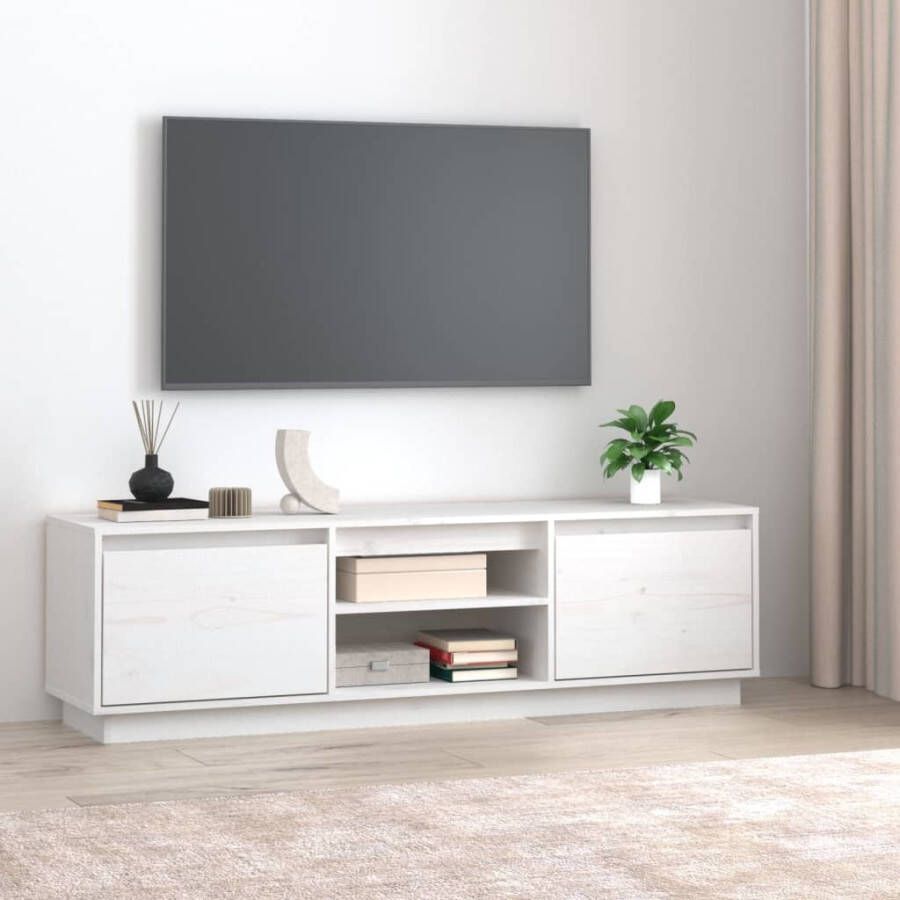 VidaXL Tv-meubel 140x35x40 cm massief grenenhout wit