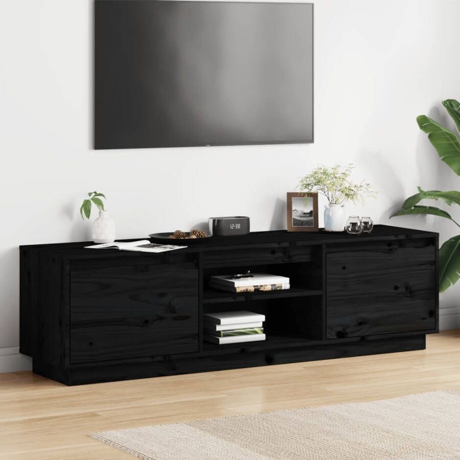 VidaXL Tv-meubel 140x35x40 cm massief grenenhout zwart