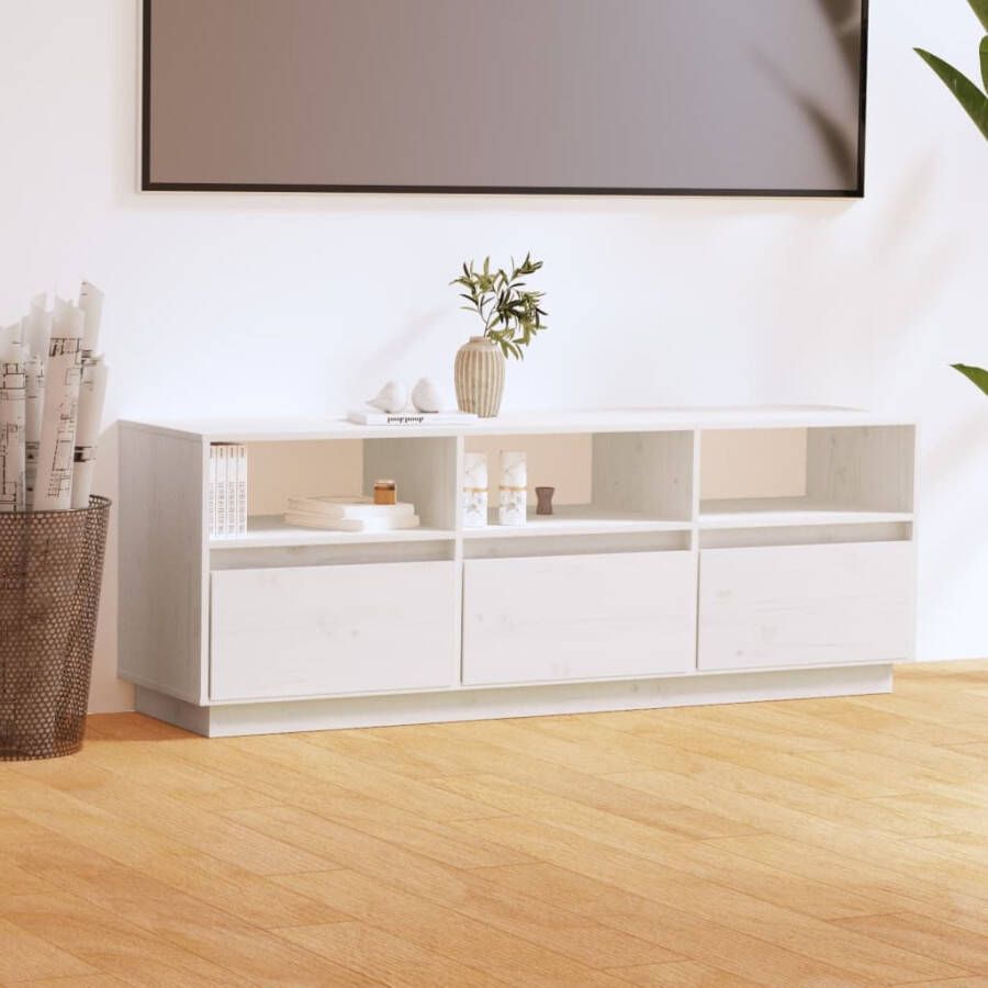 VidaXL Tv-meubel 140x37x50 cm massief grenenhout wit