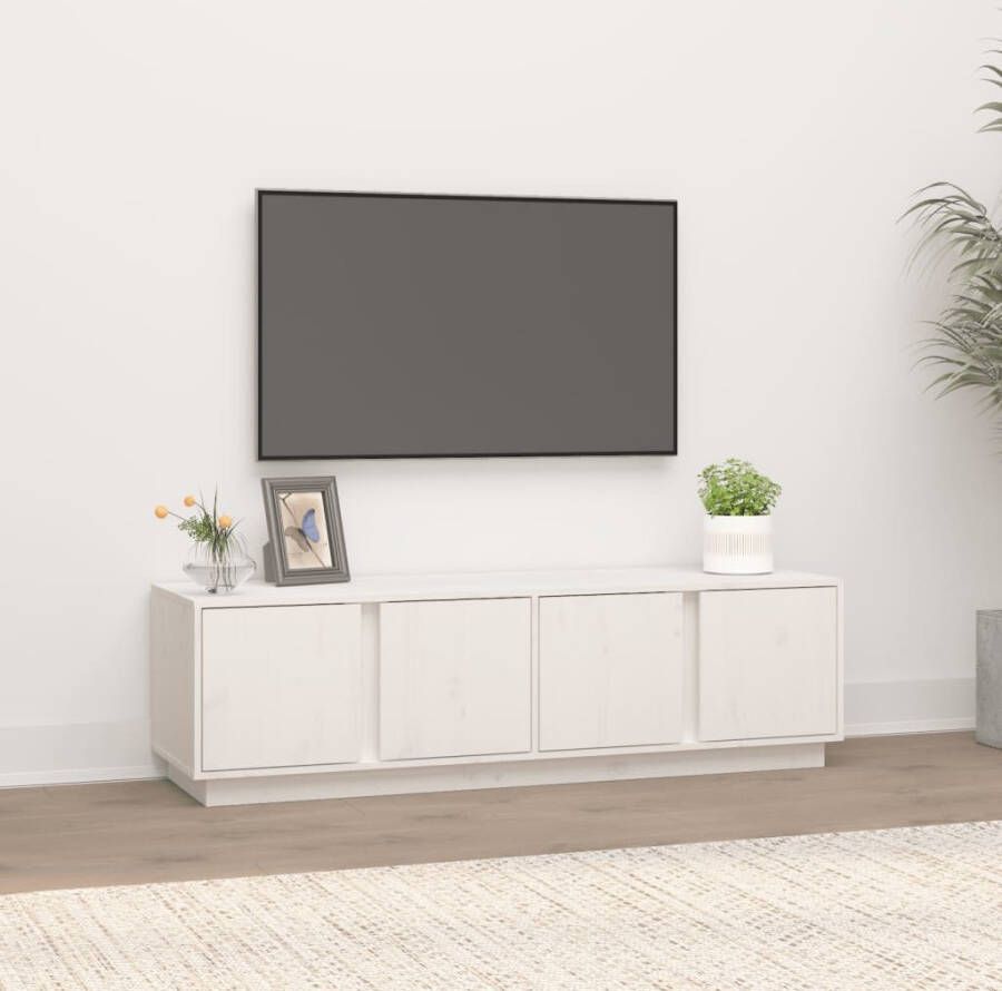 VidaXL Tv-meubel 140x40x40 cm massief grenenhout wit