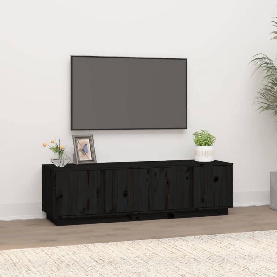 VidaXL Tv-meubel 140x40x40 cm massief grenenhout zwart