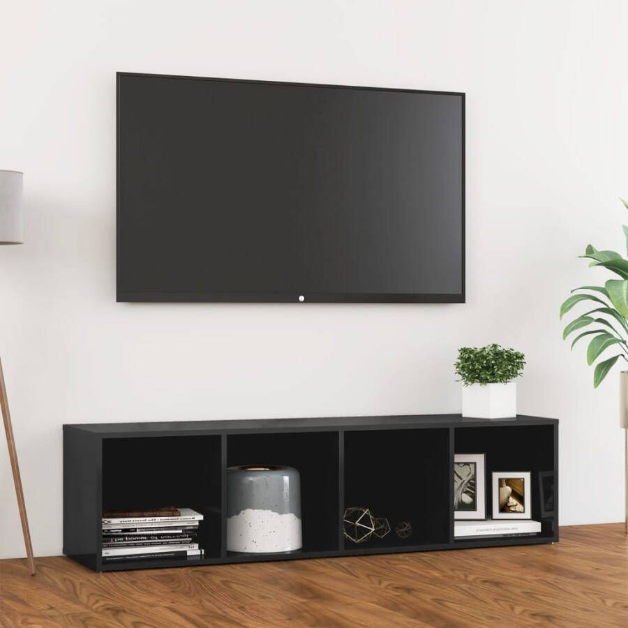 VidaXL Tv-meubel 142 5x35x36 5 cm bewerkt hout hoogglans grijs