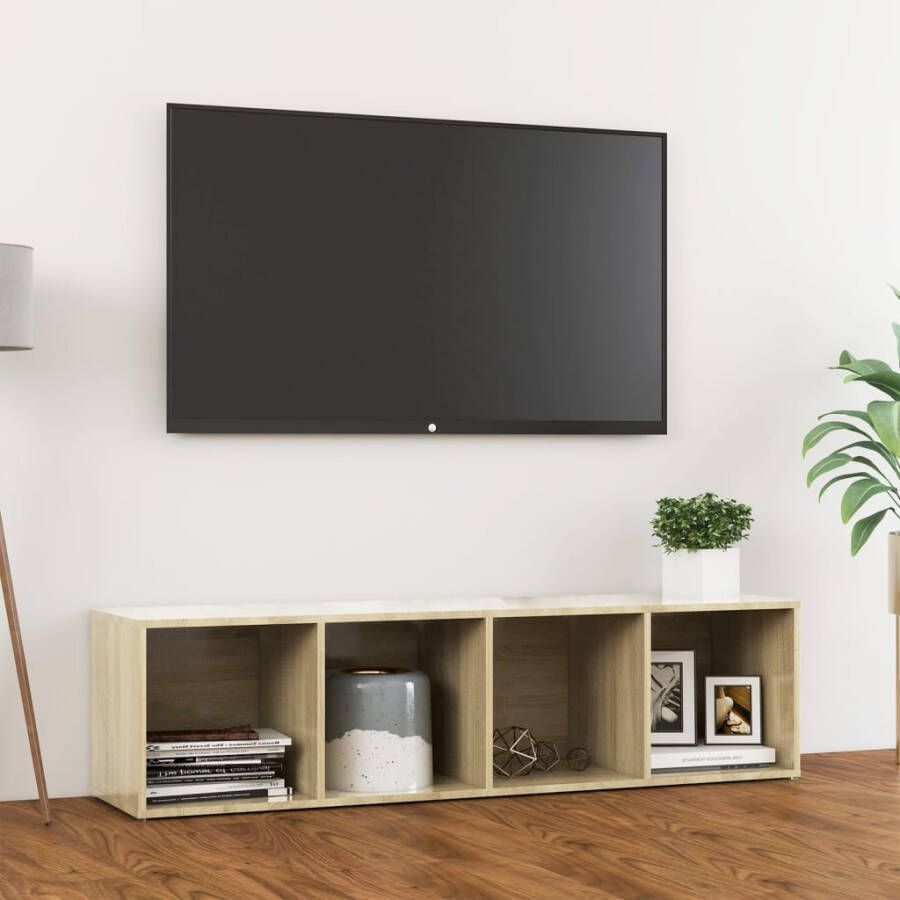 VidaXL Tv-meubel 142 5x35x36 5 cm bewerkt hout sonoma eikenkleurig