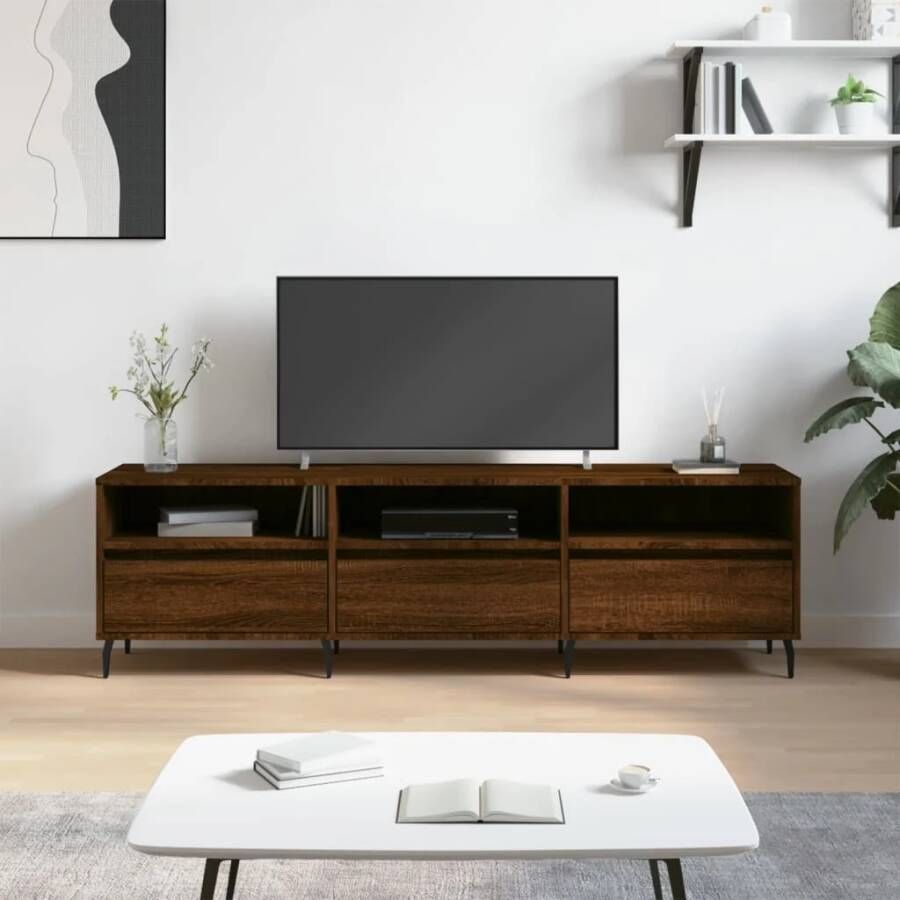 VidaXL Tv-meubel 150x30x44 5 cm bewerkt hout bruin eikenkleur