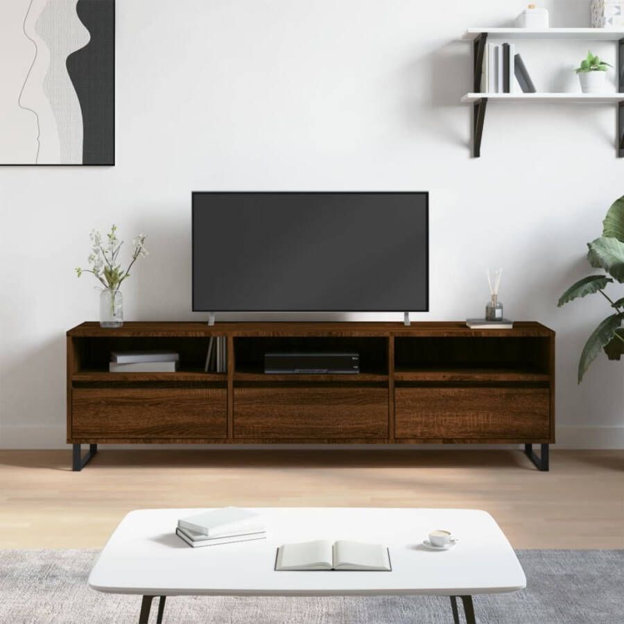 vidaXL Tv-meubel 150x30x44 5 cm bewerkt hout bruin eikenkleur