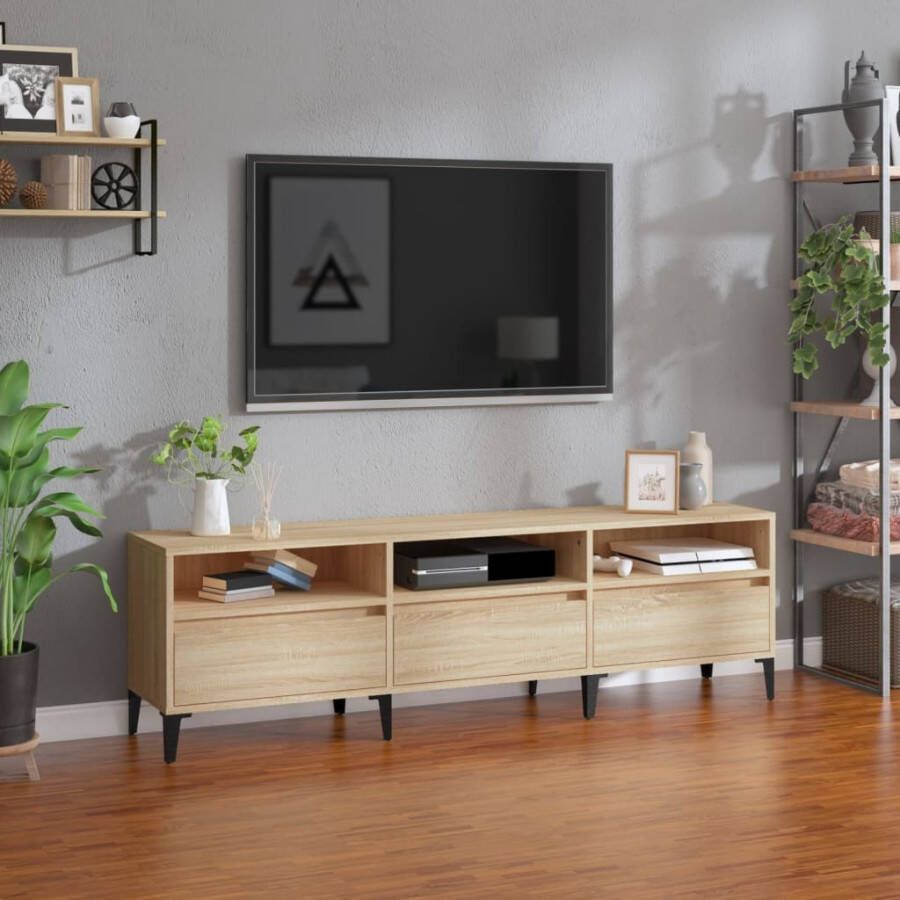 VidaXL Tv-meubel 150x30x44 5 cm bewerkt hout sonoma eikenkleurig