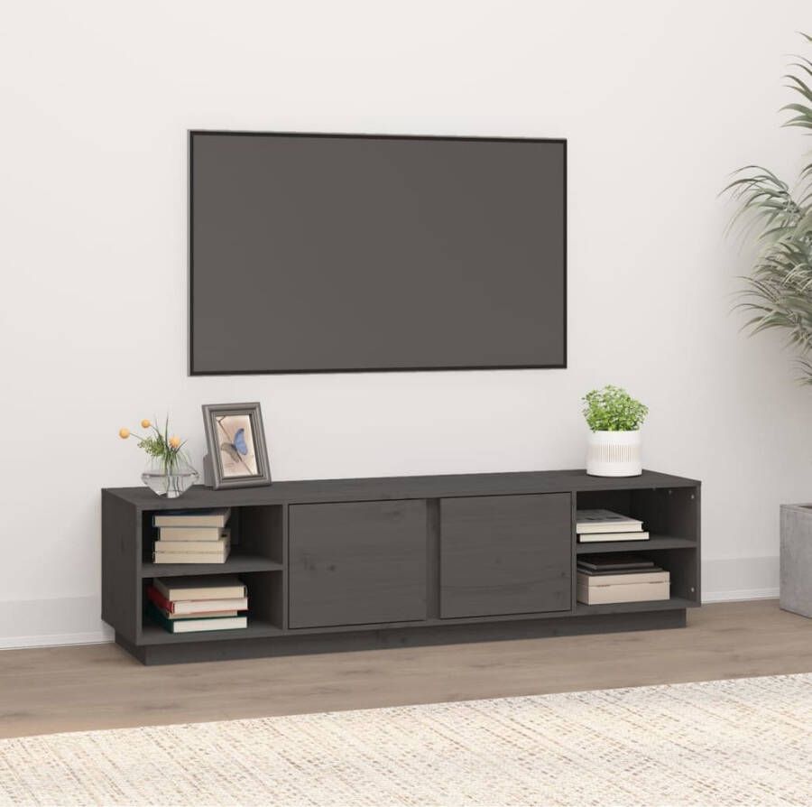 VidaXL Tv-meubel 156x40x40 cm massief grenenhout grijs