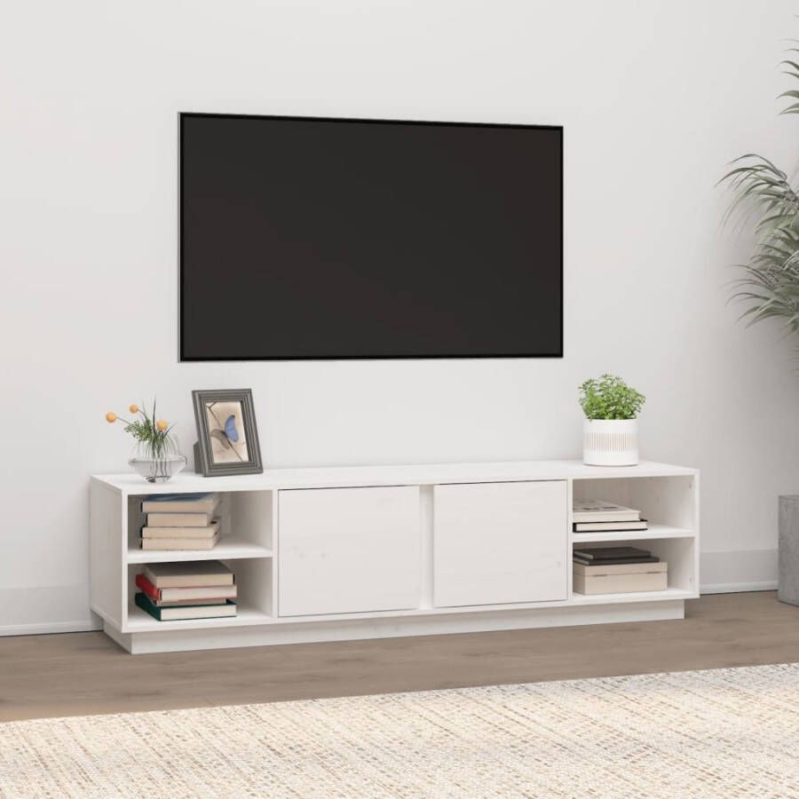 VidaXL Tv-meubel 156x40x40 cm massief grenenhout wit