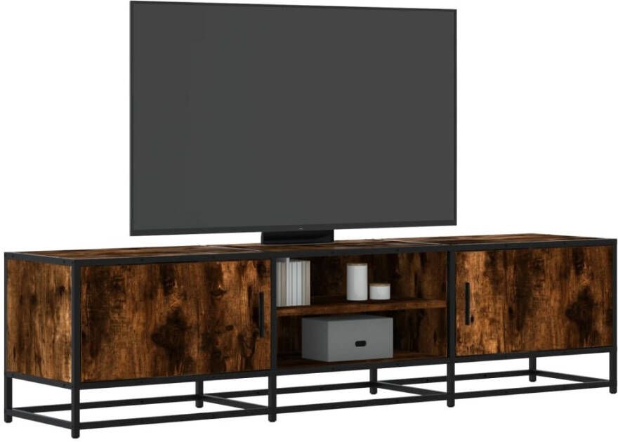 VidaXL Tv-meubel 160x35x41 cm bewerkt hout metaal gerookt eikenkleur