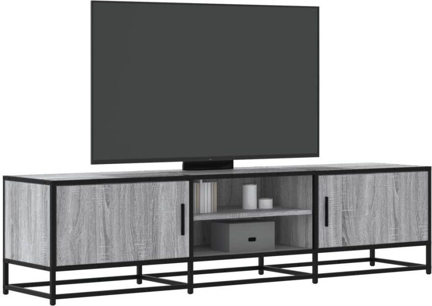 VidaXL Tv-meubel 160x35x41 cm bewerkt hout metaal grijs sonoma eiken