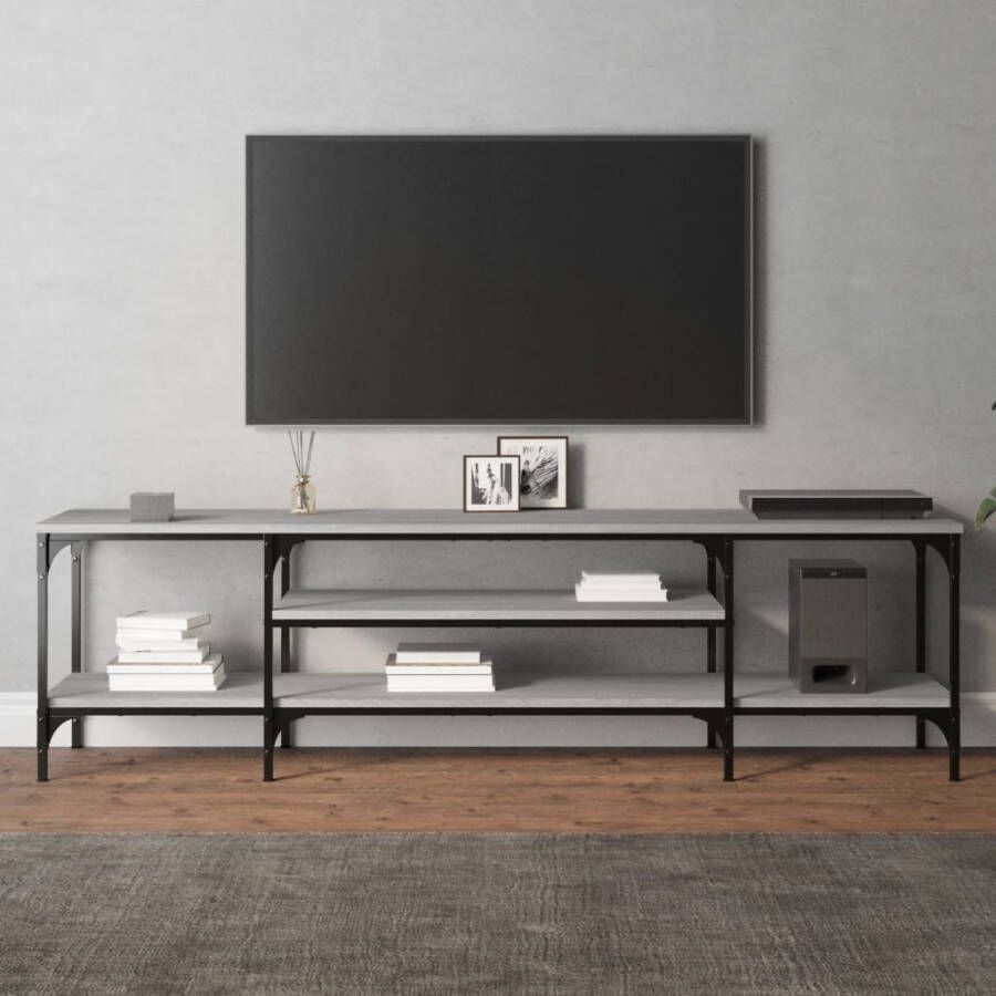 VidaXL Tv-meubel 161x35x45 cm bewerkt hout en ijzer grijs sonoma eiken