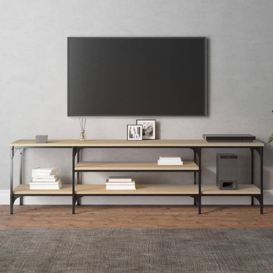 VidaXL Tv-meubel 161x35x45 cm bewerkt hout en ijzer sonoma eikenkleur