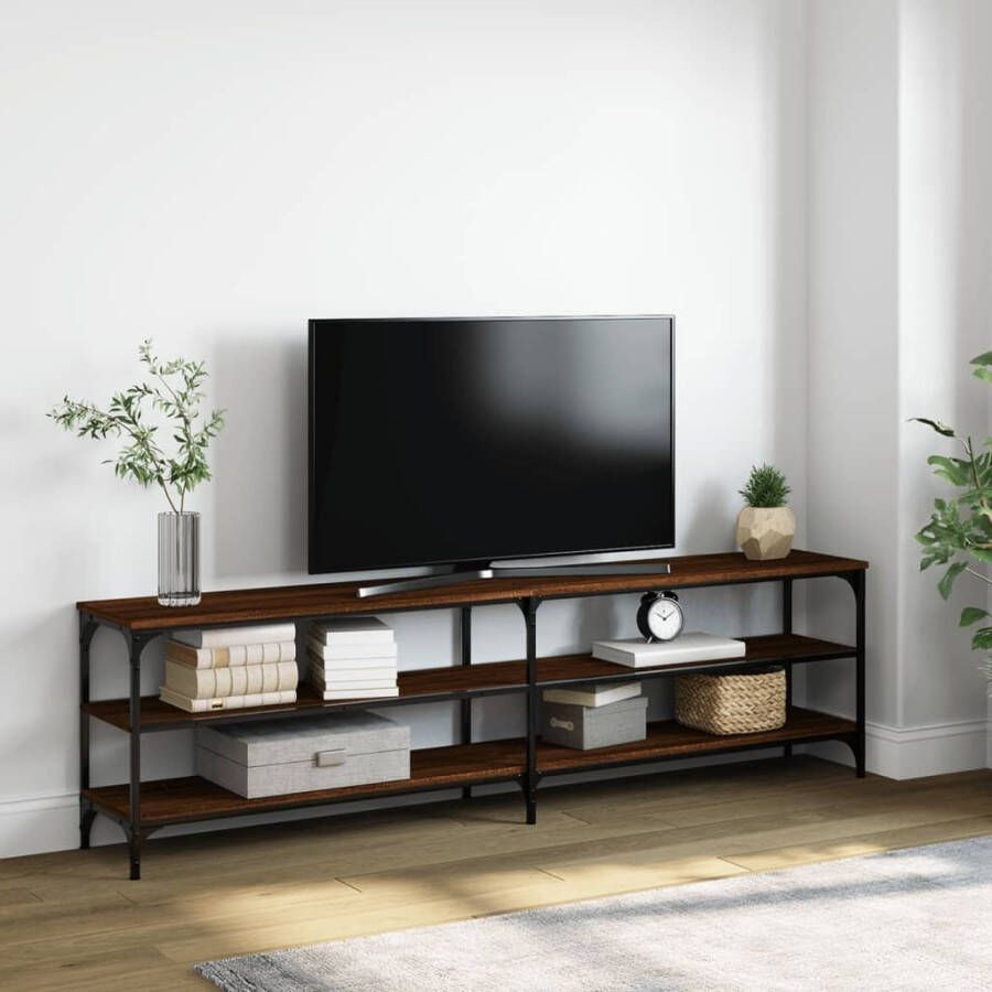 VidaXL Tv-meubel 180x30x50 cm bewerkt hout metaal bruin eikenkleur