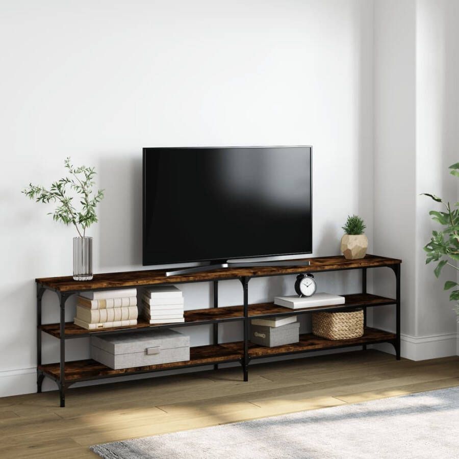 VidaXL Tv-meubel 180x30x50 cm bewerkt hout metaal gerookt eikenkleurig