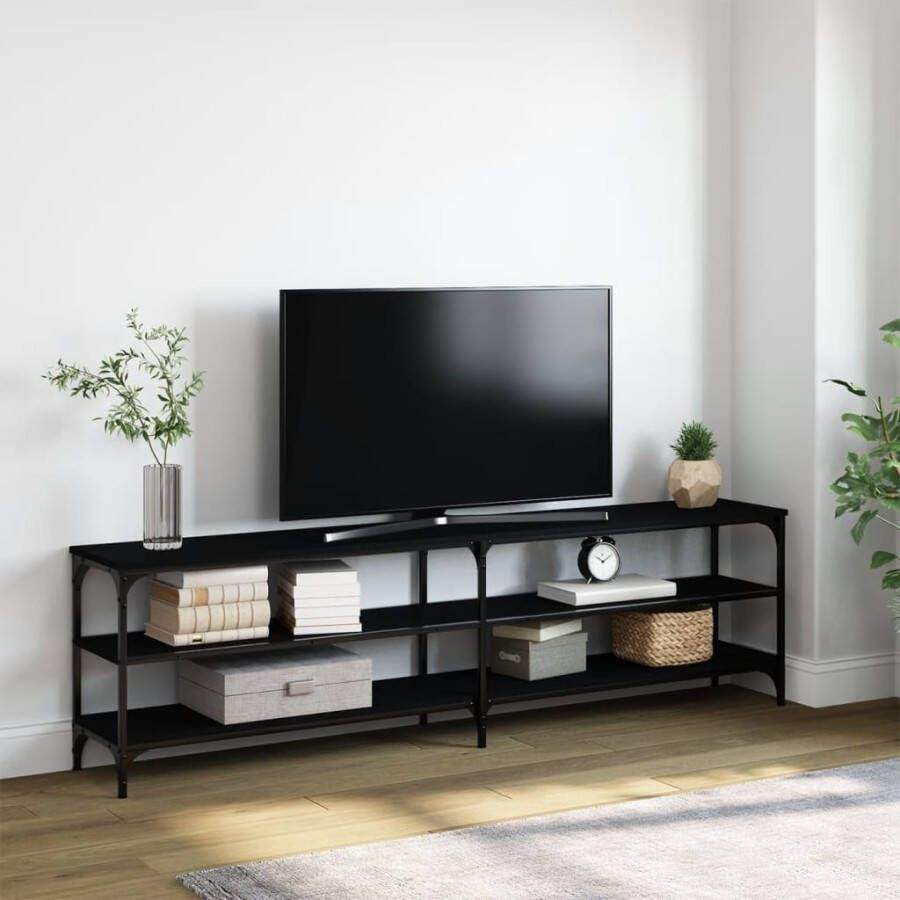 VidaXL Tv-meubel 180x30x50 cm bewerkt hout metaal zwart