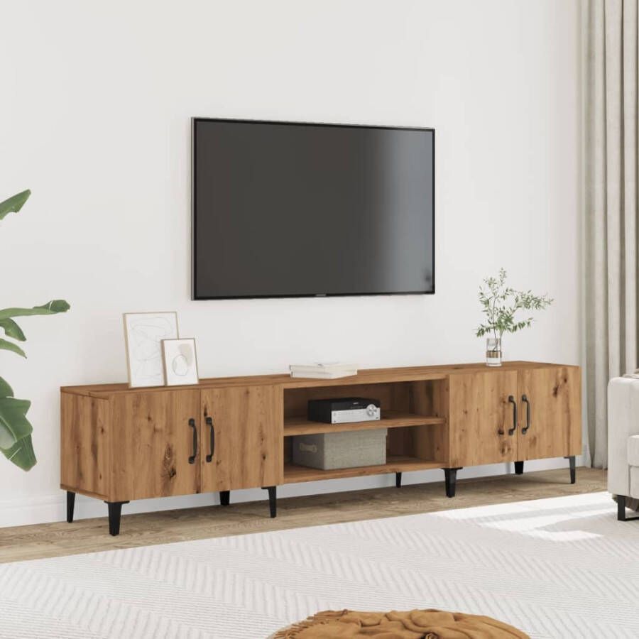 VidaXL Tv-meubel 180x31 5x40 cm bewerkt hout artisanaal eikenkleurig